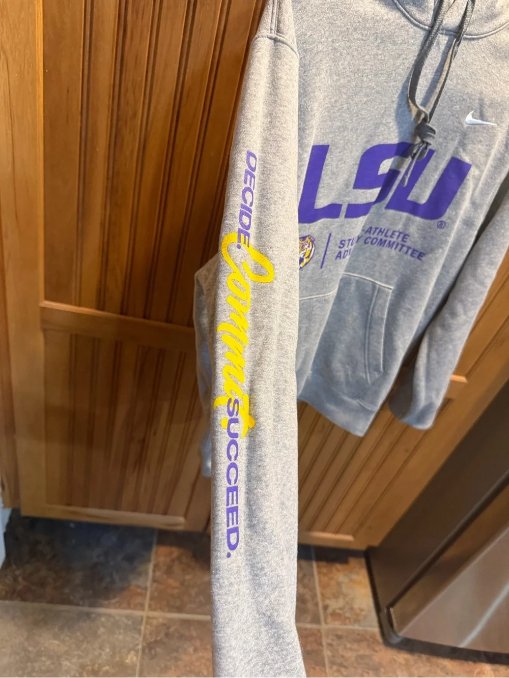 Nike Gray Hoodie with Purple LSU Graphic